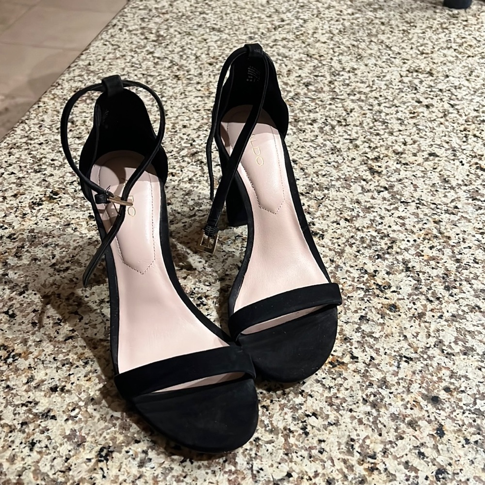 Aldo black suede heels